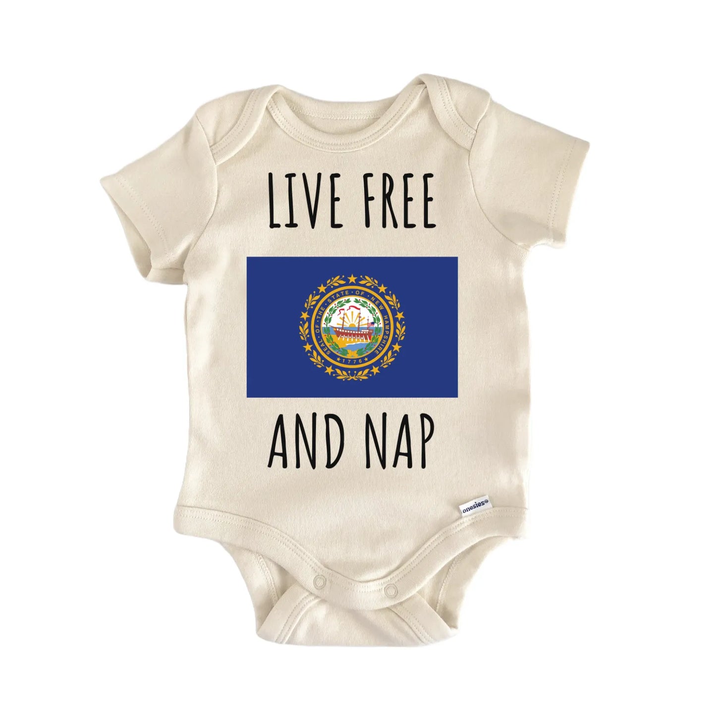 New Hampshire Live Free State Flag Baby Gift Baby Bodysuit
