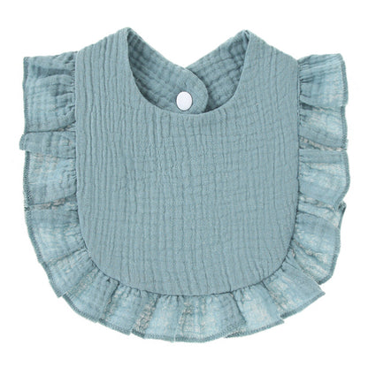 Ruffled Cotton Gauze Lace Bib Saliva Pocket