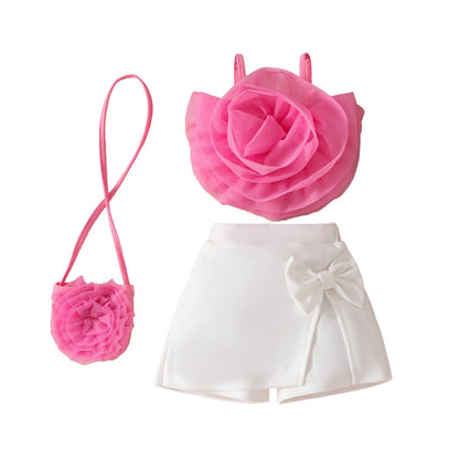Girl's 3D Flower Pulling Strap Set