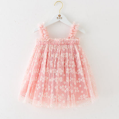 Summer Girls' Sweet Spaghetti-strap Gauze Skirt