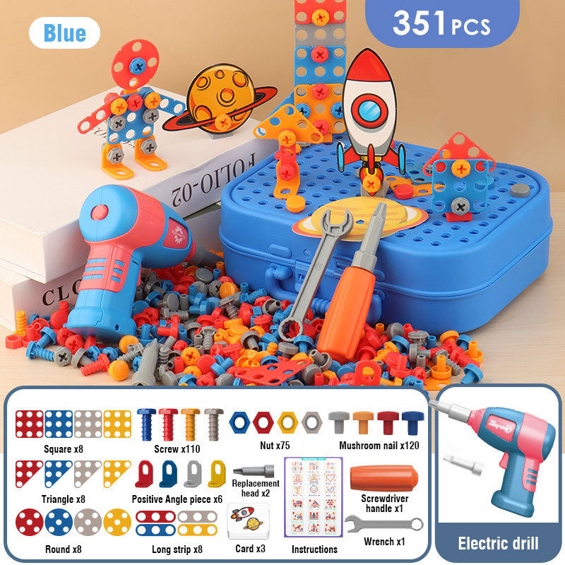 Electric Screw Screwdriver Toolbox Children's Toy Educational Detachable Assembly Screwdriver Electric Drill Set