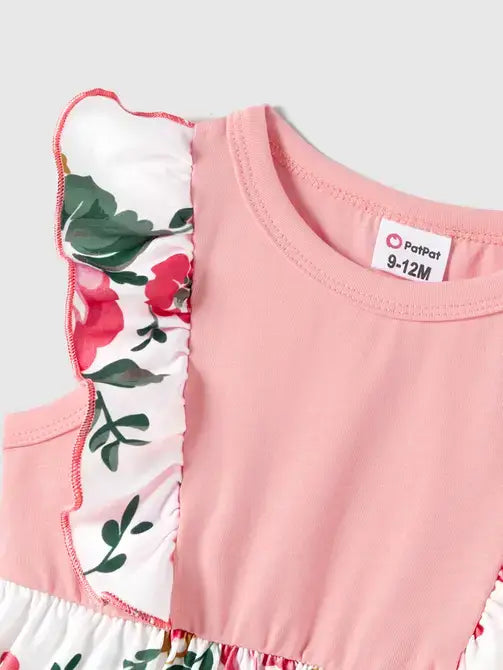 Family Matching Short-sleeve Colorblock T-shirts & Dresses