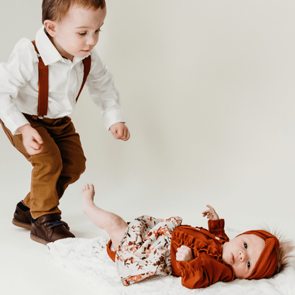 Boy's Matching Brown Suspenders