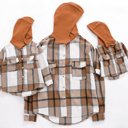 Hooded Brown & Gray Flannel Jacket - Child