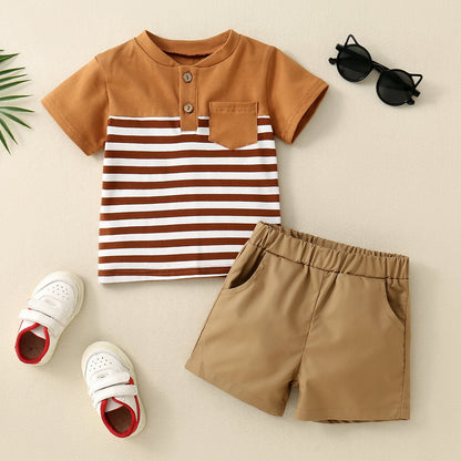 Infant Children Dried Slice Stitching Open Collar Suit