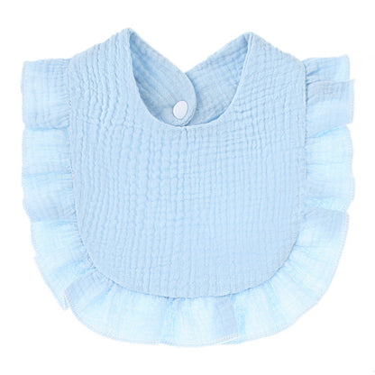 Ruffled Cotton Gauze Lace Bib Saliva Pocket