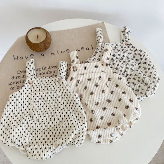 Boys And Girls Printed Shoulder Strap Romper