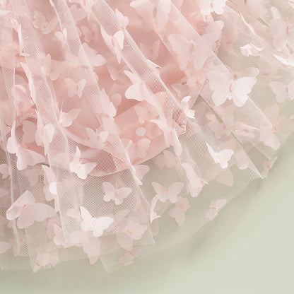 Children's Embroidered Butterfly Strap Skirt