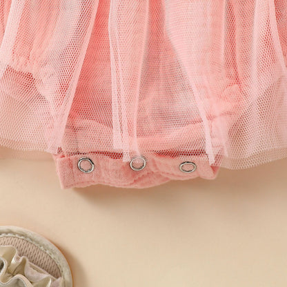 Towel Embroidery Mesh Slip Dress Bowknot Headband Two-piece Set