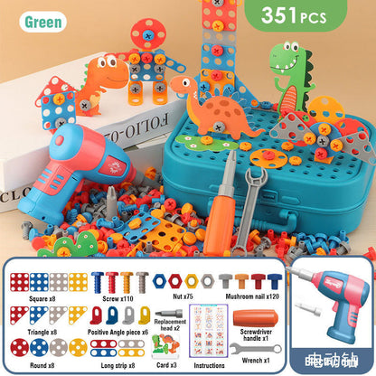 Electric Screw Screwdriver Toolbox Children's Toy Educational Detachable Assembly Screwdriver Electric Drill Set
