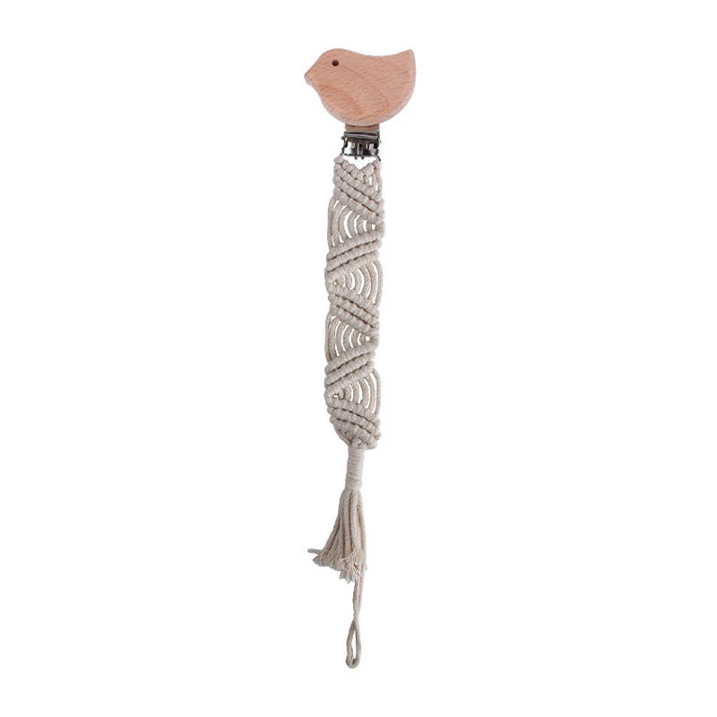 Beech Animal Anti-dropping Toy Teether Children's Hand-woven Pacifier Rope