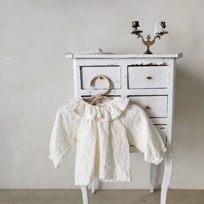 Baby Girl Sweet Lotus Leaf Lapel Princess All-matching Cut Flower Polka Dot Bottoming Shirt