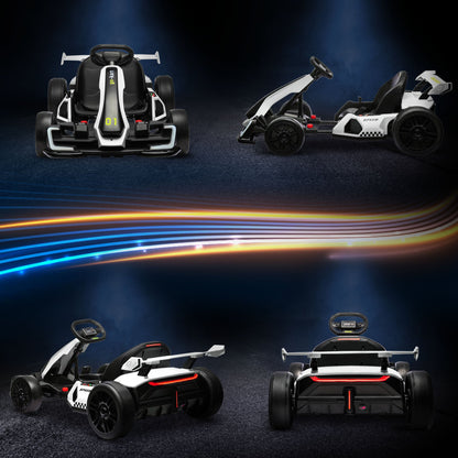 Aosom 24V 7.5 MPH Electric Go Kart with Adjustable Seat, Slow Start, White