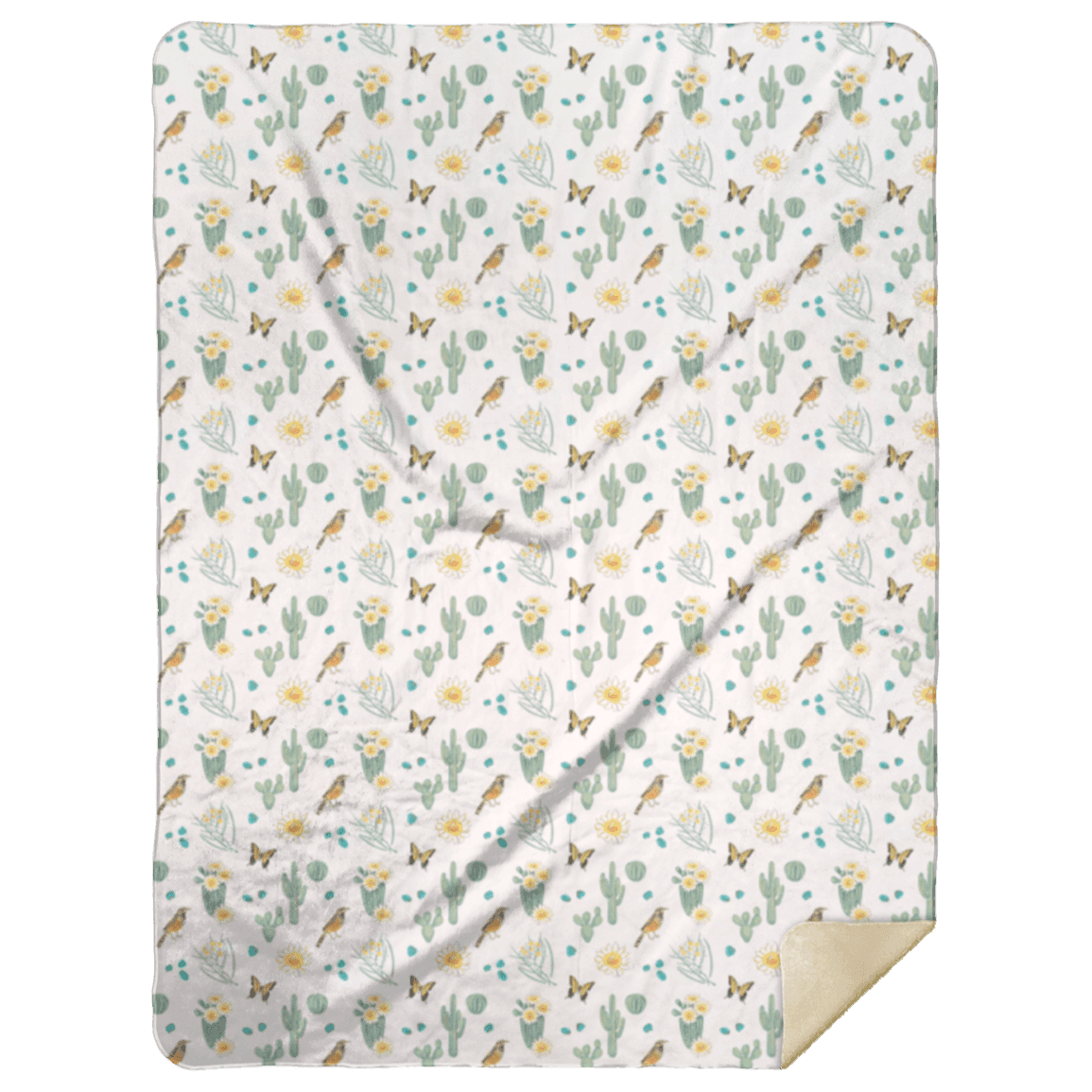 Cactus Blossom Plush Throw Blanket 60x80 Cozy Hometown Comfort