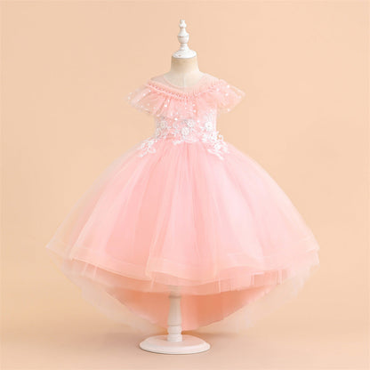 Children's Summer High-end European And American Flower Girl Dress Catwalk Piano Performance