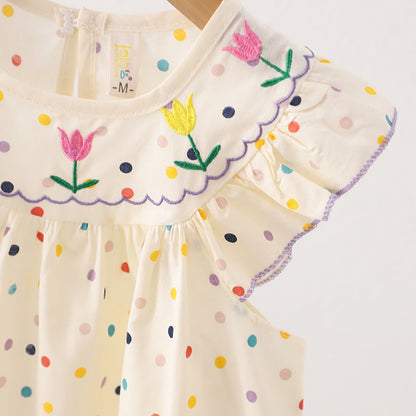 Colorful Polka Dot Sleeveless Western Style Baby Princess Dress