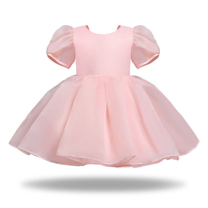 Girl's Dress Puffy Gauze Princess Dress Flower Girl Cute Gao Ding Little Host Piano Playing Performance Costumes