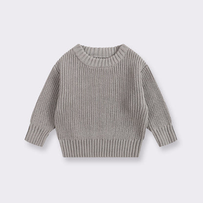 Simple Solid Color Girls' Round Neck Base Knitwear