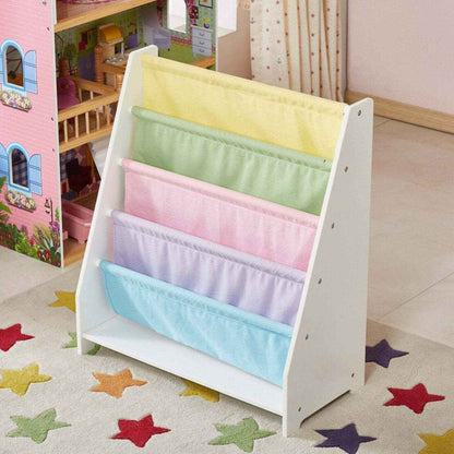 Kids Funnel Charlie White Kids Wooden Canvas Sling Magazine Bookcase