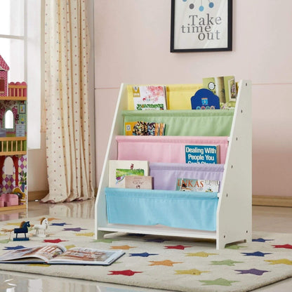 Kids Funnel Charlie White Kids Wooden Canvas Sling Magazine Bookcase