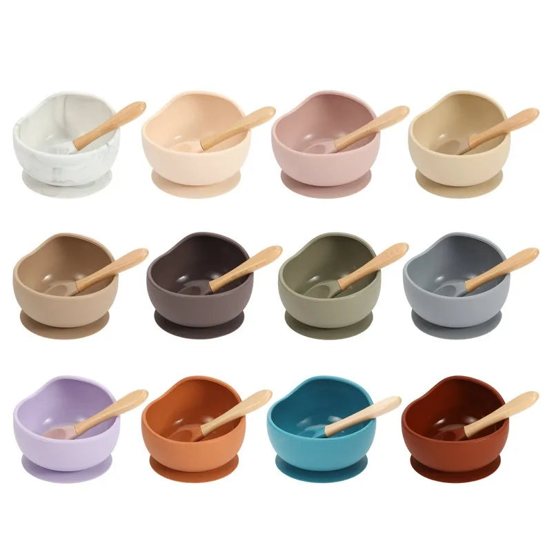 Colorful Silicone Feeding Set for Babies: Bib, Bowl, and Spoon