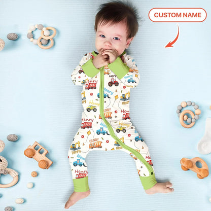 Construction Vehicles Custom Name Bamboo Convertible Zippy