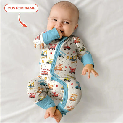 Construction Vehicles Custom Name Bamboo Convertible Zippy