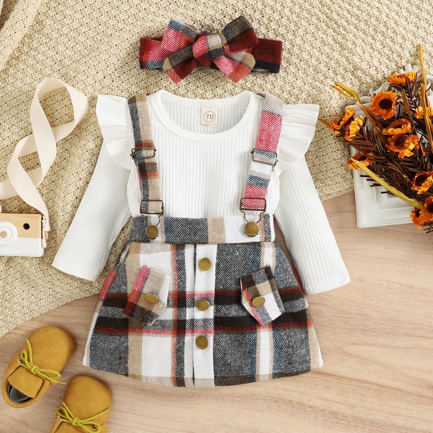 Cotton Striped Baby Romper and Skirt Set for Girls - BAAA51210039