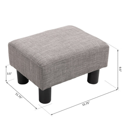 HOMCOM 16" Cube Modern Linen Pouf Ottoman with Black Legs, Grey