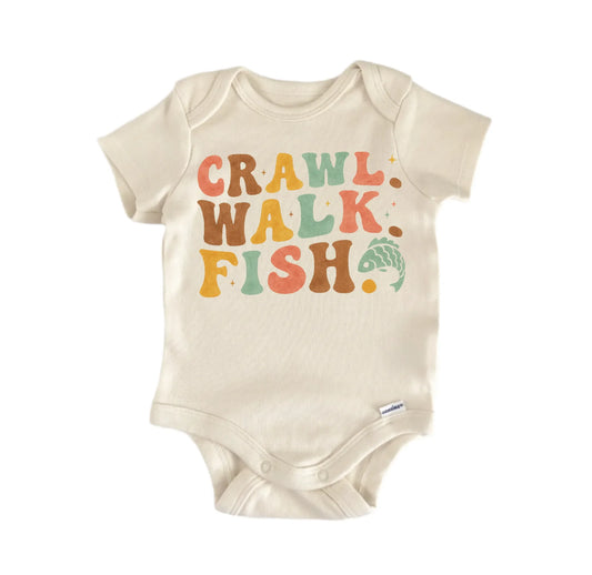Crawl Walk Fish Boho Fishing Newborn Baby Onesie® Onesie®