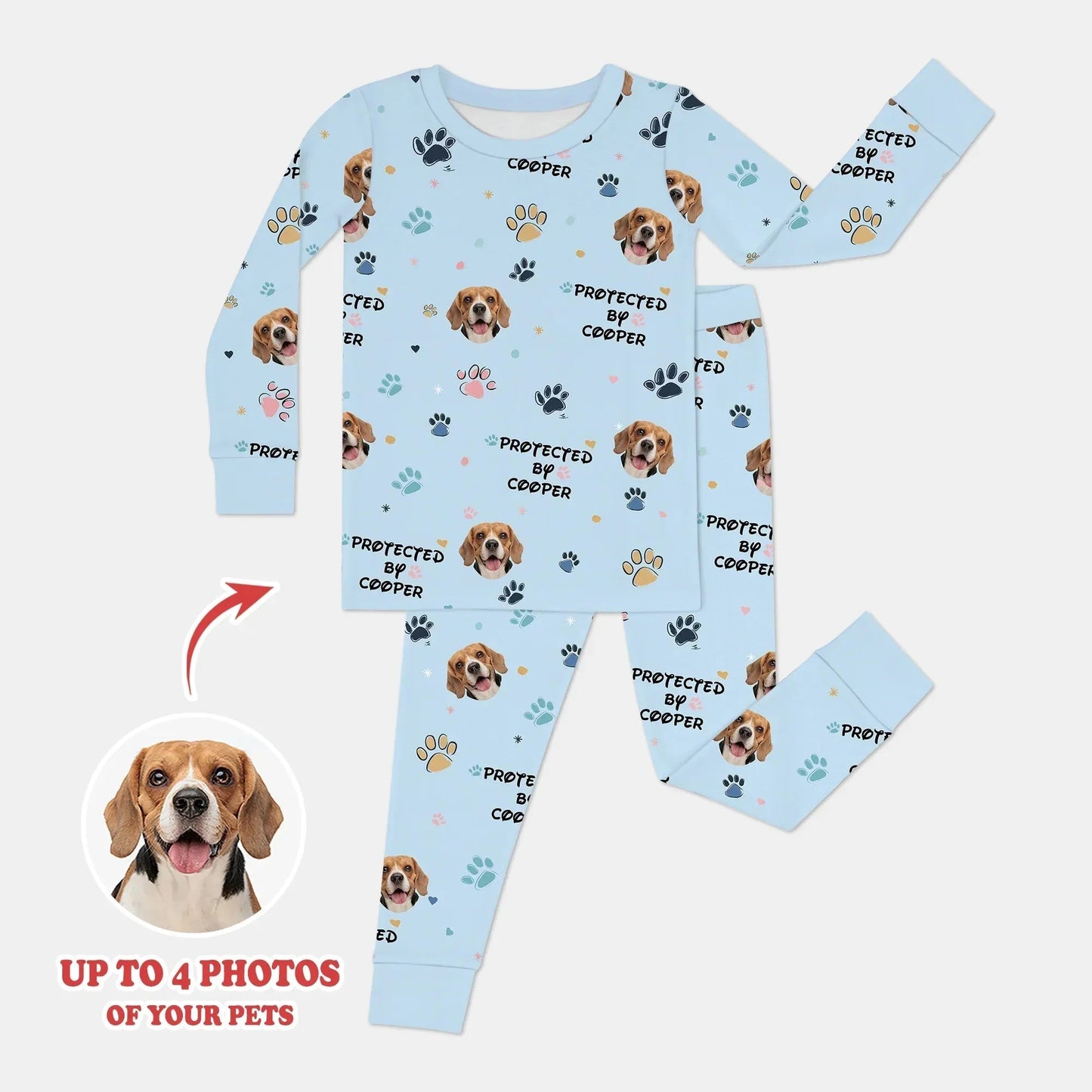Custom Dog Photo Pattern "Protected By" Pajama