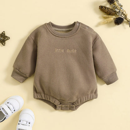 Infant Jumpsuit Solid Color Loose Long Sleeves Onesie