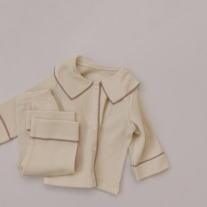 Baby Autumn Waffle-Knit Cardigan Set