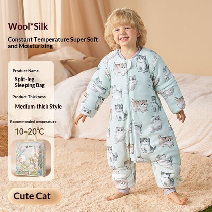 Sleeping Bag Silk Wool Autumn And Winter Thickened Constant Temperature For Children