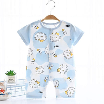 Baby One-piece Summer Thin Baby Short Sleeve Jumpsuit Pure Cotton