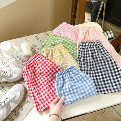 Fashion Personality Girls' Shorts Versatile Lattice