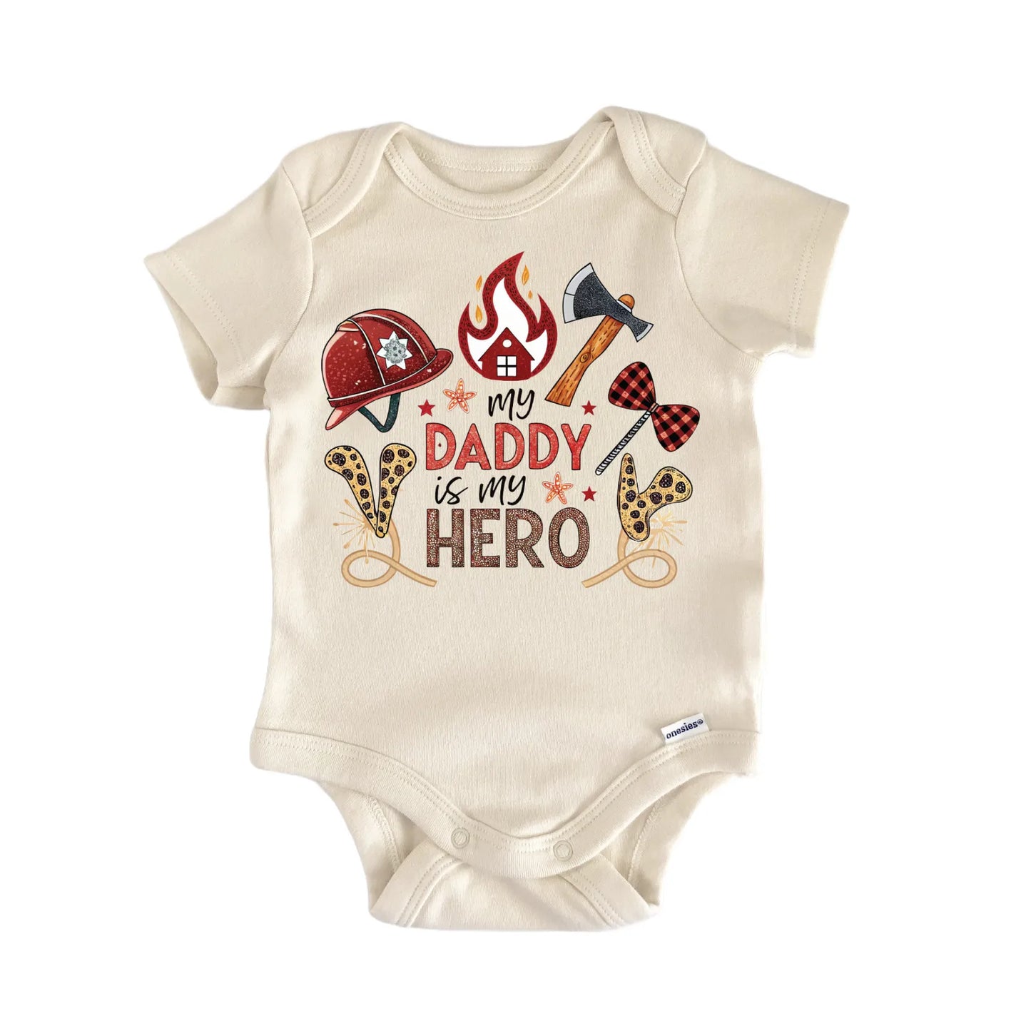 Daddy Hero Firefighter Newborn Baby Bodysuit