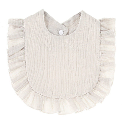 Ruffled Cotton Gauze Lace Bib Saliva Pocket