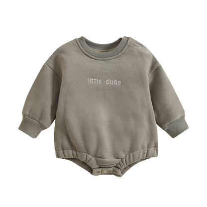 Infant Jumpsuit Solid Color Loose Long Sleeves Onesie