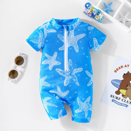 Boys' Infant Summer Swimsuit Printed Jumpsuit