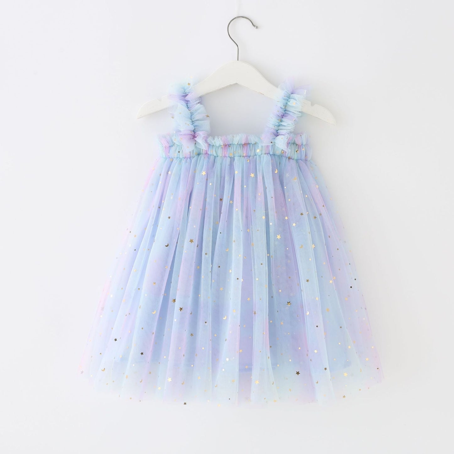 Sequined XINGX Rainbow Suspender Skirt Tulle Skirt