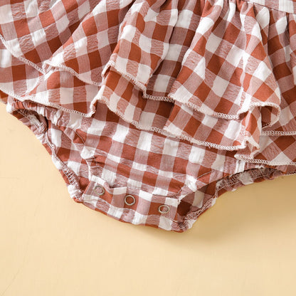 Summer Baby Girl Sleeveless Plaid Baby's Gown