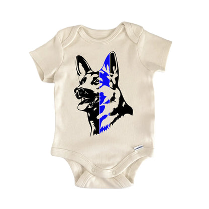 Dog Face Blue Line Police Newborn Baby Bodysuit