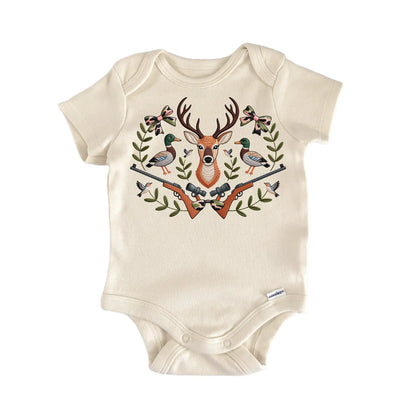 Duck Deer Hunting Wreath Newborn Baby Bodysuit
