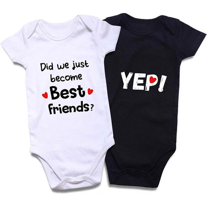 Cotton Baby Onesies 2-Pack - Short Sleeve Bodysuit for Newborn Twins - Soft Infant Clothing