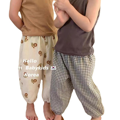 Korean-style Double-layer Ankle-tied Ultra-thin Cropped Pants