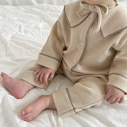 Baby Autumn Waffle-Knit Cardigan Set