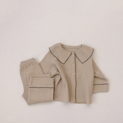 Baby Autumn Waffle-Knit Cardigan Set