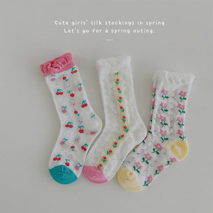 Children's Socks Summer Color Matching Plaid Korean Baby