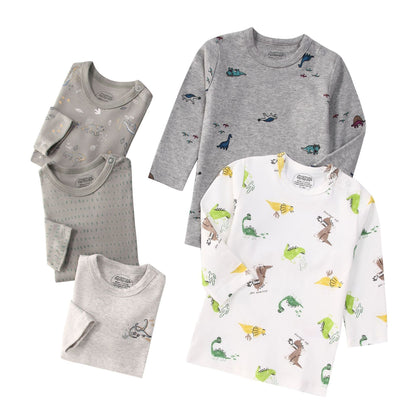 Autumn Children's Cartoon Printed Home Long-sleeved Top T-shirt Mixed Color Five Pieces